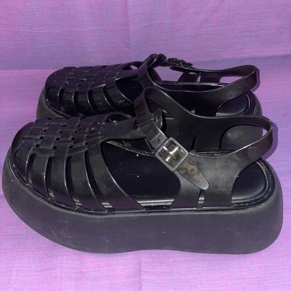 Black Platform Gel Sandals